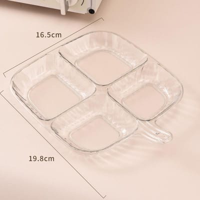 1 stuk transparante handgreep met vier vakken voor snacks, fruit, kinderbordjes, keukeningrediënten, lente-uitjes, gember, knoflook 6.5 Inches beige
