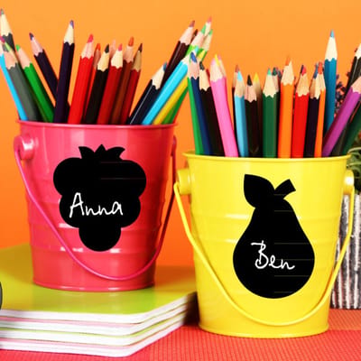 Schoolbord muurstickers - uitwisbare zelfklevende muurstickers - SET VAN 6 MINI FRUITJES - 30x30cm