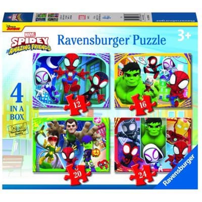 Ravensburger Spidey and his Amazing Friends 4in1box puzzel - 12+16+20+24 stukjes - kinderpuzzel
