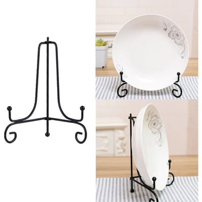 Ijzeren displaystandaard Metalen schildersezelstandaard voor fotolijst Decoratieve plaat Boek Foto Antislip display Afdruiprek Plank Home Decor zwart