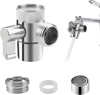 3 Way Diverter Valve - Faucet Adapter - Switching Valve Spare Part - Shower Adapter - Water Tap Parts for Kitchen Bathroom Shower System