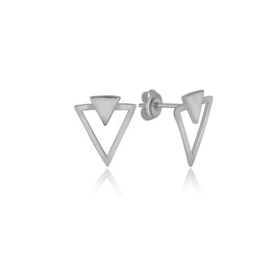 Trendy Driehoek Oorknop Zilveren (925 sterling) (925 sterling) Oorbel Trendy Minimalistisch Combi Bedel Kado Voor Vrouw