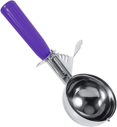 Praktische RVS IJslepel met Kunststof Handvat - Ideaal voor IJs, Fruit en Desserts - 4.2 cm, Paarse Kleur