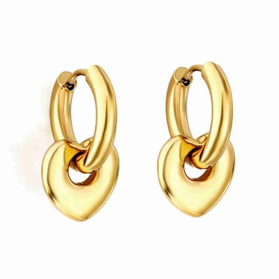 WeLoveSilver - oorringen - goudkleurig hart - chirurgisch staal - 12 mm