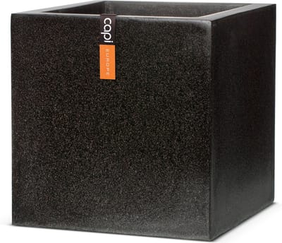 Capi Europe - Bloempot vierkant Terrazzo - 20x20 - Zwart - Bloempot voor buiten - FIT901