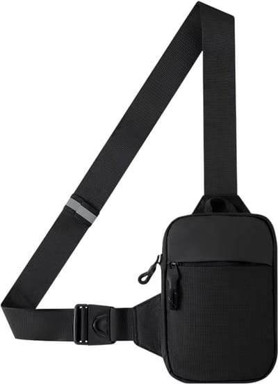 Mini Nylon Crossbody Tas Dames en Heren – Borsttas Smartphone, Sling Bag, Kleine Schoudertas, Compact en Lichtgewicht voor Dagelijks Gebruik - Zwart - Maat M