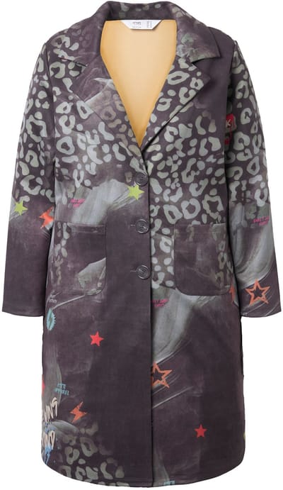 Angel of Style - Dames - Lange blazer comfortabele pasvorm patchprint - Antraciet - Maat 42