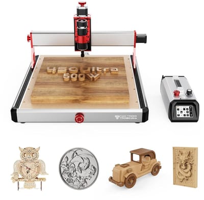 Twotrees TTC450 Ultra CNC Freesmachine - Desktop CNC Freesmachine - 465x465mm groot werkgebied - 500W spil - 3.5-inch aanraakscherm - Volledig metalen 3-assige graveermachine - voor hout, acryl, MDF, aluminium, plastic, metaalbewerking - Laser Cutter