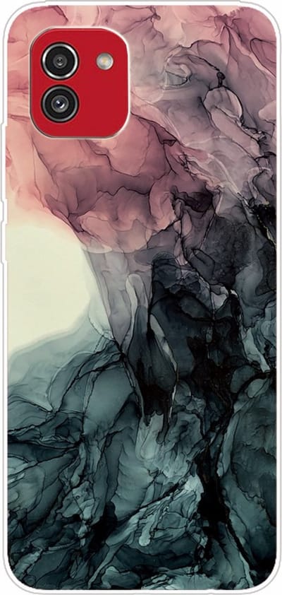 Coverup Hoesje - Geschikt voor Samsung Galaxy A03 Hoesje - Coverup Marmer TPU Back Cover - Grijs / Blauw