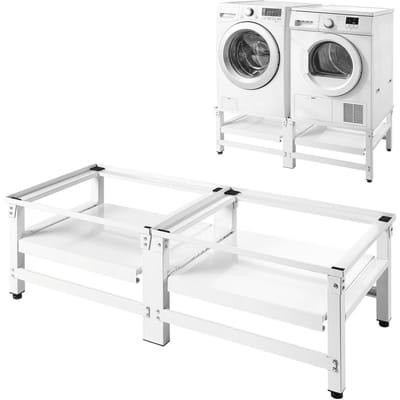 Socle pour lave-linge, Hauteur 355 mm, Socles pour lave-linge et sèche-linge avec tiroir extractible, Capacité de charge 318 kg, Pieds antidérapants, Acier robuste pour lavage