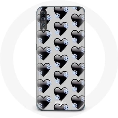 Coque pour Huawei p20 Fond de coeurs noirs