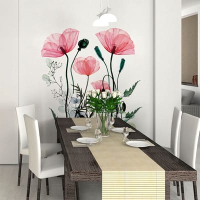 Muurstickers - Chique klaprozen - Transparante achtergrond - 105x70cm