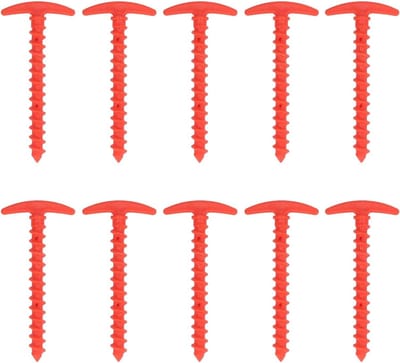 Tentharingen Kunststof - Grondpennen Set - Tent Bevestigen - Spiraalvormige Grondanker - 10 Stuks 14.5cm - Rood