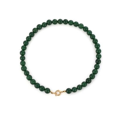 Bijoutheek Collier Kralen Stenen 10mm Dark Green