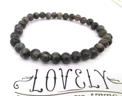 Armband – Edelsteen - Grijze Labradoriet- 6mm Kralen - 20 cm - sterk beschermende en spirituele steen.
