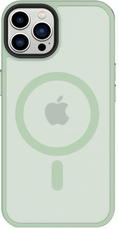 iDenn hoesje voor iPhone 14 Pro Mat Transparant Mint Groen geschikt voor MagSafe