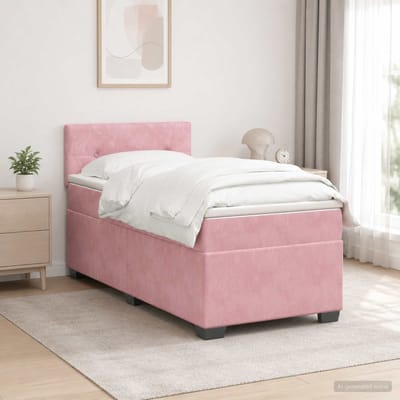 vidaXL - Boxspringbed - met - matras - en - LED - Roze - 80 - x - 200 - cm - fluweel