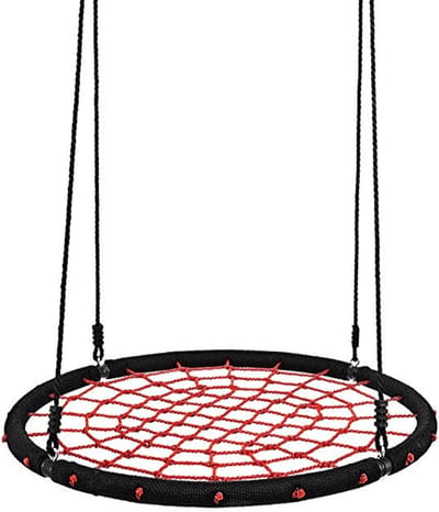 Hangende schommel - Boomhangmat zitting - Buiten spelen - Verstelbare touwen - Diameter 60cm - Groen