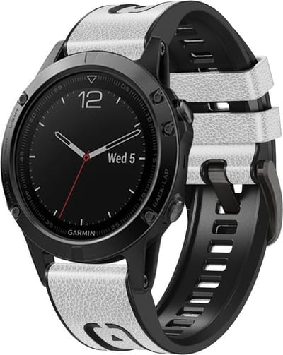By Qubix - Geschikt voor Garmin bandje - 26mm Quickfit - leer + siliconen bandje - Wit - Geschikt voor Garmin Fenix 7X / 6X / 5X