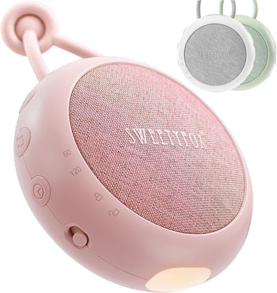 White Noise Machine Baby – 15 Geluiden met Nachtlampje, USB Oplaadbaar, Babyslaapliedjes en Witte Ruis, roze