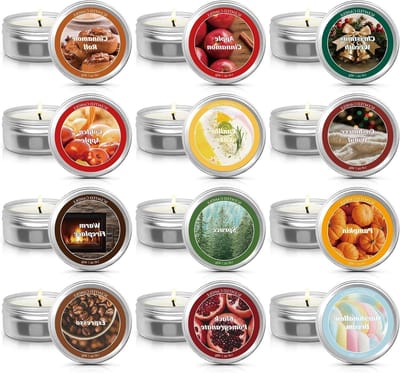 Geuroptionele Adventskalender met 12 Geurkaarsen voor Kerst, Aromatherapie en Cadeauset van Sojawas