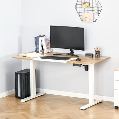 MODFU - Elektrisch Verstelbaar Bureau - Met Geheugenstanden En Kabeldoorvoer - Modern - Voor Kantoor - Metaal - Wit - 140 x 70 cm