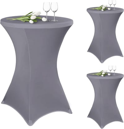 3-pack Stretch Statafelhoezen Lichtgrijs voor Ronde Tafels Ø 80-85 cm