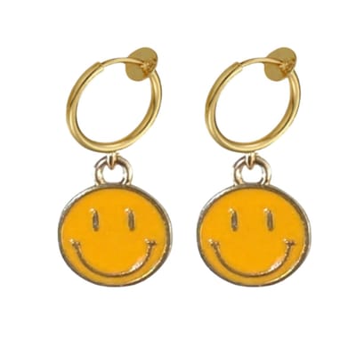 Klem oorbellen -Smiley -goudkleur- Geel- geen gaatje- Charme Bijux