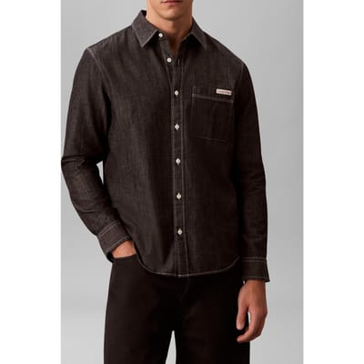 Calvin Klein Long Sleeve Chambray Classic Shirt Black Taglia: S | Camicie Casual Outlet | Uomo | Nero