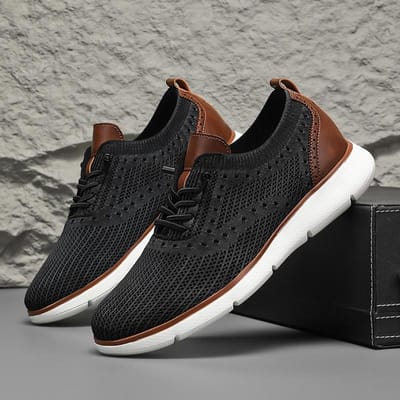 Heren Mesh Casual Sneakers Lichtgewicht Ademend Kledingschoenen Comfortabele Wandelschoenen Oxford Schoenen Trainers voor Heren 39 black