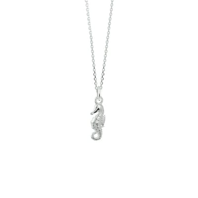 925 Zilveren Anker Collier – Zeepaard Hanger – 41+4 cm
