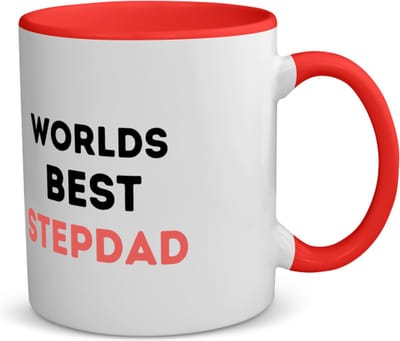 Akyol - worlds best stepdad koffiemok - theemok - rood - Papa - de beste stiefvader - vader cadeautjes - vaderdag - verjaardagscadeau - verjaardag - cadeau - geschenk - kado - gift - vader artikelen - 350 ML inhoud