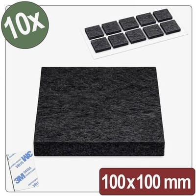 Quadrios 26SA137 Viltglijders Zelfklevend, Rond Zwart (l x b x h) 100 x 100 x 4 mm 10 stuk(s)