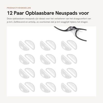 Dailygoods- Neuspads Siliconen - Zelfklevend - Antislip - 12 Paar - Dikte 3,5 mm - Wegwerp Neuspads - Brilpads