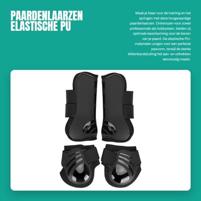 Dailygoods- Paardenlaarzen - 2 Paar - Elastische PU Paardenbeenwikkels - Bescherming voor Training/Springen - Duurzaam Neopreen - Gemakkelijk te Dragen - Paardenbeschermers