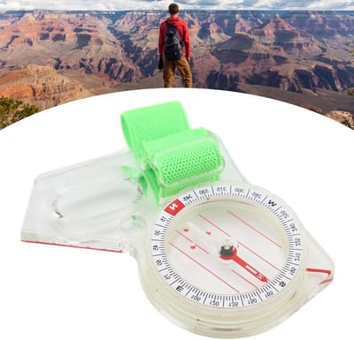 Multifunctionele Duwkompas voor Wandelen en Bergbeklimmen, Lichtpunt en Duidelijke Schaal, 9.7 x 7 cm, Ideaal voor Avonturiers en Natuurliefhebbers