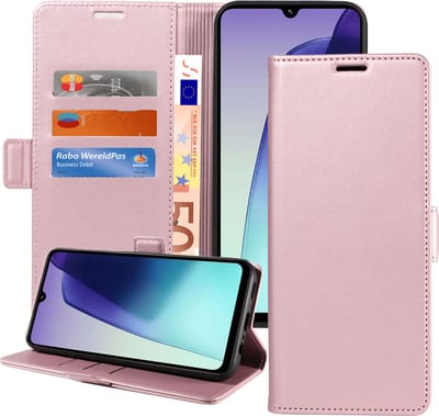 Geschikt voor Xiaomi Redmi 14C Hoesje - Book Case Hoesje - Magnetische Sluiting - Portemonnee Rose