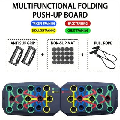 NordHaus Opvouwbare Push-up Board - Fitness Trainingsbord - Push Up Systeem - Full Body Training - 62 cm Met Weerstandskoord