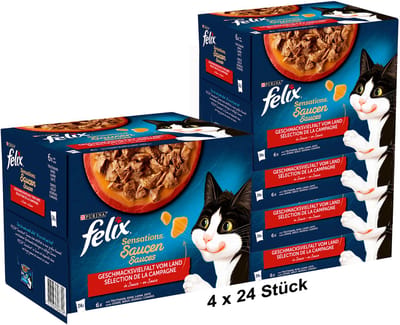 FELIX Sensations Sauzen Kattenvoer nat, assortiment (4 x 24 x 85g)