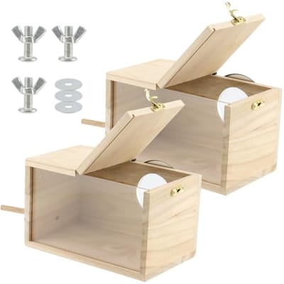 Houten Vogelnestkast voor Vinken en Parkieten - 2 stuks, 19,5 x 12 x 12 cm