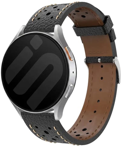 Strap-it Zephyr leren bandje geschikt voor Huawei Watch GT 6 - 41mm / GT 5 Pro - 41mm / GT 5 - 42mm / GT 4 - 41mm / Fossil Gen 6, 5e - 42mm / Charter HR / Q Venture Gen 4-3 / Xiaomi Watch S4 - 41mm / Withings ScanWatch 2, 1 & Light - Zwart