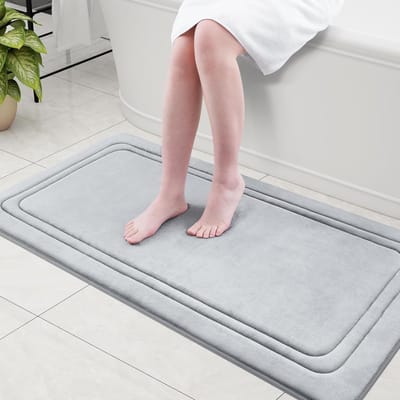 Homaxy Antislipmat - Absorberende Badkamermat - Douchemat - Badkamermat Van Traagschuim - 61x120 cm - Grijs - Super Zacht