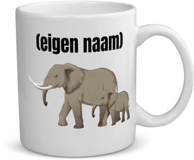 Akyol - olifant en kleine met eigen naam koffiemok - theemok - Olifant - dieren liefhebber - iemand die houdt van olifanten - verjaardag - cadeau - kado - geschenk - 350 ML inhoud
