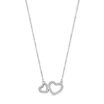 zilver gerhodineerd collier hartjes zirkonia 42 + 3 cm 1337642