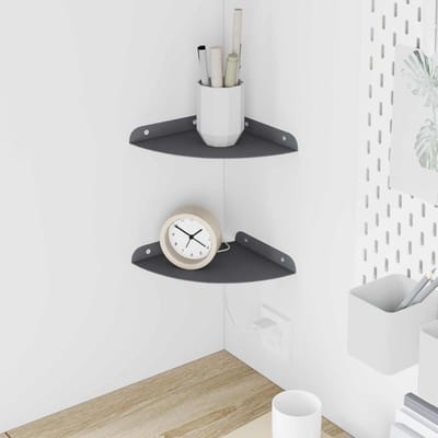 vidaXL - Hoek - Plank - 2 - st - Antraciet - 18 - x - 18 - x - 2 - cm