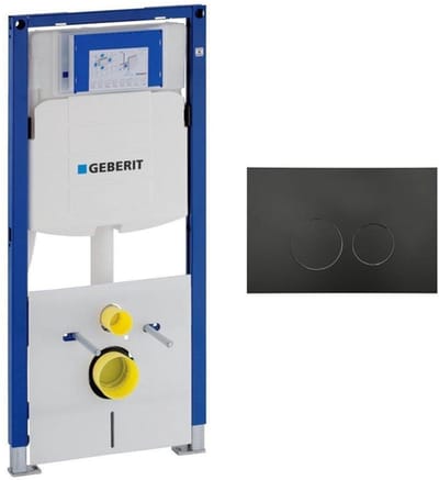 Geberit Duofix Element - UP320 - QeramiQ metal bedieningsplaat - wand - 112cm - ronde knoppen - metaal - mat zwart