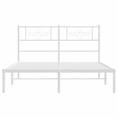 Klassiek Metalen Bedframe - 150x200 cm - Wit - Inclusief Hoofdbord en Lattenbodem - Robuust Gepoedercoat Staal - Extra Opbergruimte onder het Bed