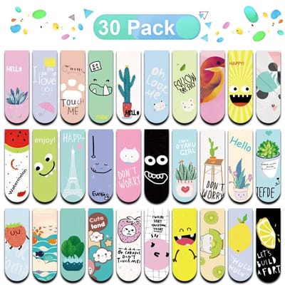 Magnetische Bladwijzers 30 Stuks – Schattige Kawaii Designs – Sterke Magneten – Boekenleggers voor Kinderen, Studenten & Cadeau