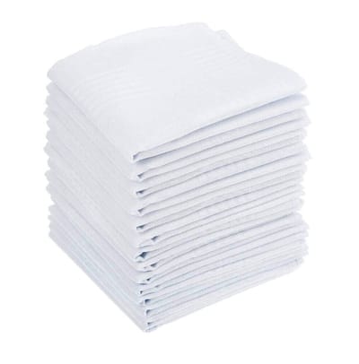 Unyqoos® 15 stuks klassieke witte katoenen zakdoeken voor heren en dames, 40 x 40 cm