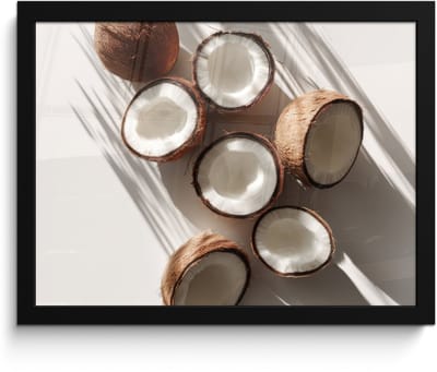 Poster in lijst - Fotolijst 40x30 cm - Posters - Kokosnoten - Bruin - Shaduw - Posterlijst zwart - Decoratie - Wanddecoratie woonkamer - Muurdecoratie slaapkamer